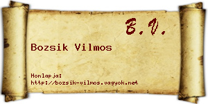Bozsik Vilmos névjegykártya